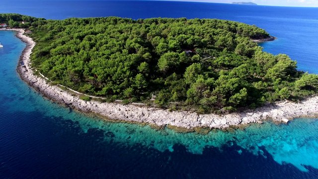 Idyllic island with transparent water croatia, korcula island yacht on a transparent fashion Adriatic Sea