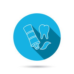 Toothpaste icon. Teeth health care sign.