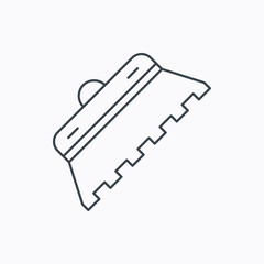 Trowel for tile icon. Spatula repair tool sign.