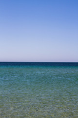 The beach of the Black Sea in the Crimea in the summer