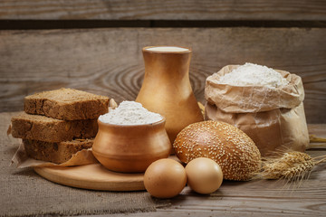Ingredients for baking bread and pastry