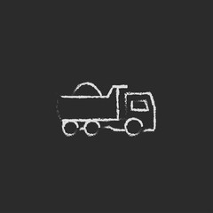 Dump truck icon drawn in chalk.