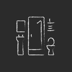 Bathroom icon drawn in chalk.