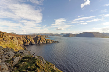 Norwegian nature / There are mountains plunging into the sea from hundreds of metres, fjords, tall mountain peaks, northern lights and midnight sun.