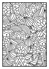 Floral pattern for coloring book. 