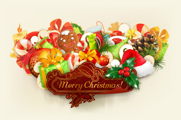 Merry Christmas, group of vector objects