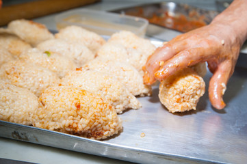 The making of sicilian arancini