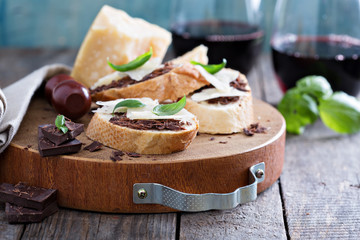 Chocolate and parmesan crostini
