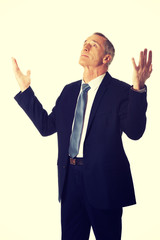 Businessman with hands open gesture