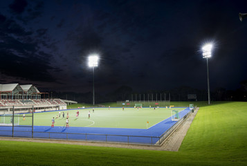 Sports field at night with lights