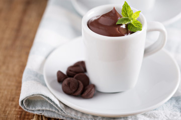 Chocolate pudding in small cups