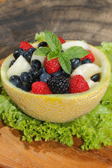 Galiamelone, Melone, Himbeeren, Brombeeren, Blaubeeren