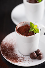 Chocolate pudding in small cups