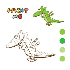 Coloring book with cartoon dragon.