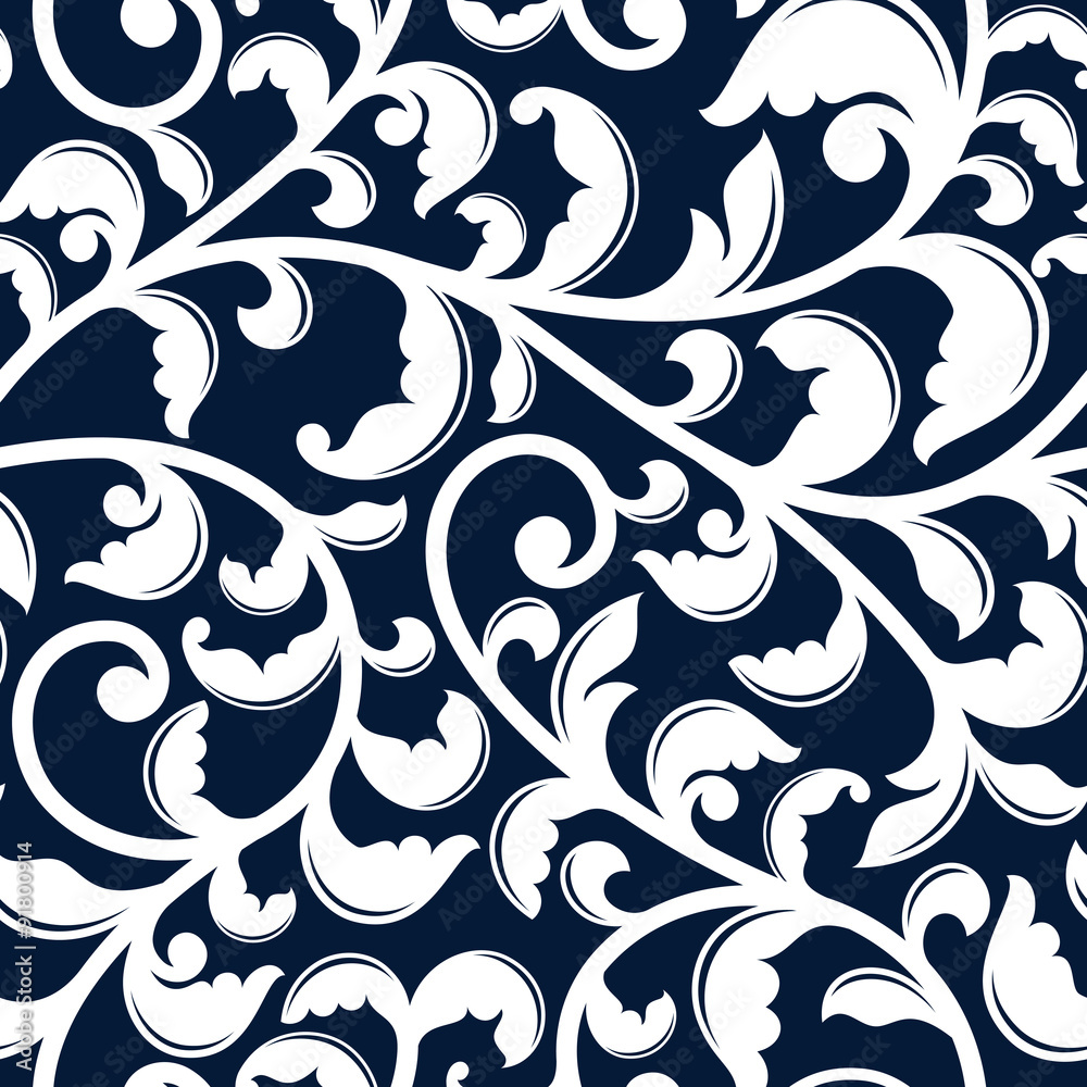 Poster elegant seamless pattern with white foliage