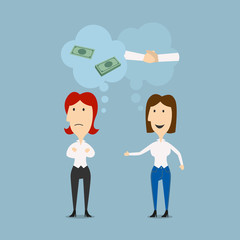 Businesswomen discuss contract or business