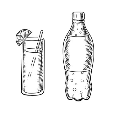 Bottle of soda with cocktail