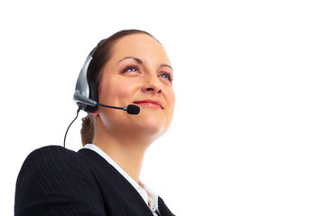 Business woman with headphones.