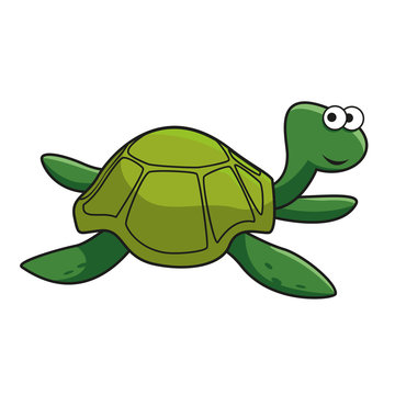 Cartoon smiling green turtle character