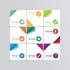 Modern banner button with social icon design options. Vector ill