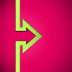 Colorful arrow with green and purple cut paper layers