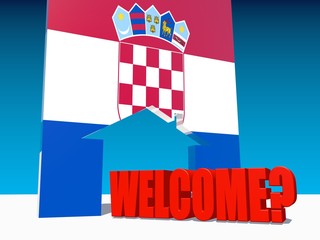 refugees go to home icon textured by croatia flag