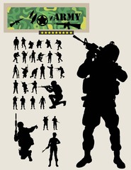 Soldier Silhouettes, art vector design