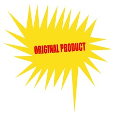 original product red stamp text on yellow Speech Bubble