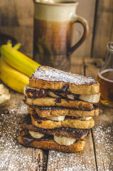 French toast filled banana and chocolate