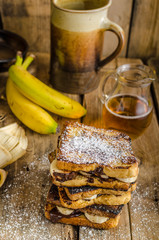 French toast filled banana and chocolate