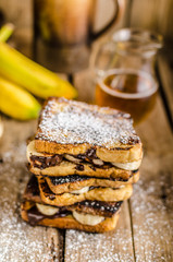 French toast filled banana and chocolate
