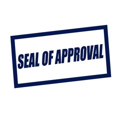 seal of approval blueblack stamp text on white