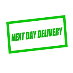 next day delivery green stamp text on white