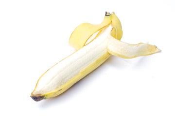 single banana isolated on white background