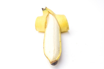 single banana isolated on white background