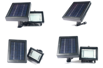 Solar panels with Spotlights isolate on white
