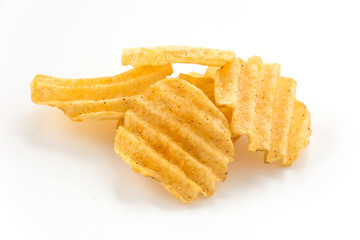 potato chips on white background