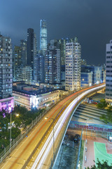 Fototapeta na wymiar Busy traffic in Hong Kong city at night