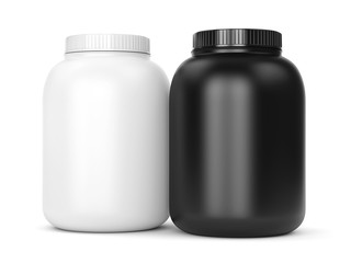 Two can of bodybuilding supplements