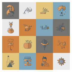 Set of Flat Autumn Icons