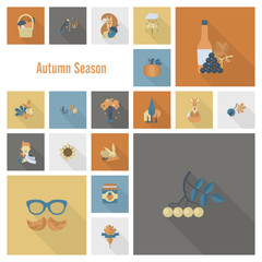 Set of Flat Autumn Icons