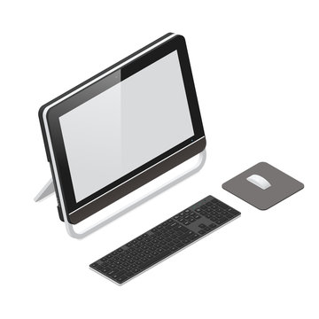 Barebone pc detailed isometric icon set