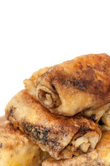 Close view of stuffed fried pancakes on the plate