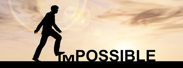 Conceptual impossible concept with a man