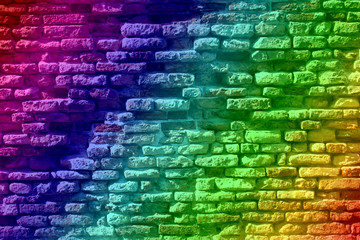 Conceptual old vintage colorful brick wall