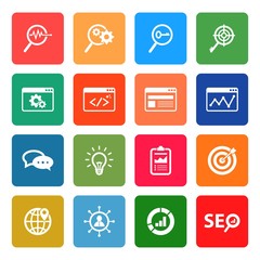 SEO and Development icons. Internet icon. Search engine tools. V