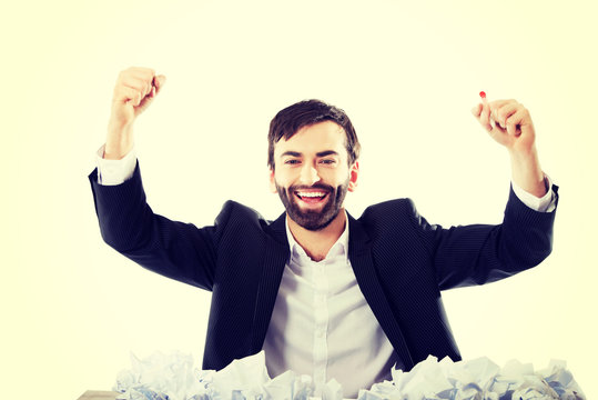 Young businessman finally found and idea.