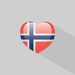 Obraz premium Love Norway symbol with shadow