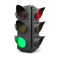 3d trafficlights isolated on white background