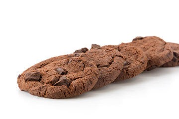 soft dark chocolate brownie cookies on white